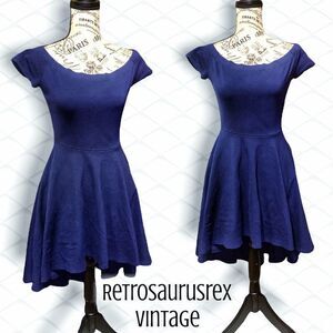 Windsor All The Rage Navy Blue High Low Skater Dress, Medium